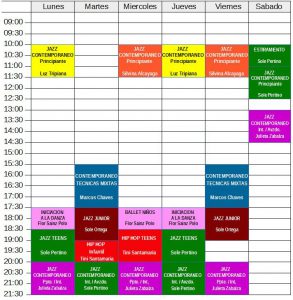 Grilla horarios de clases